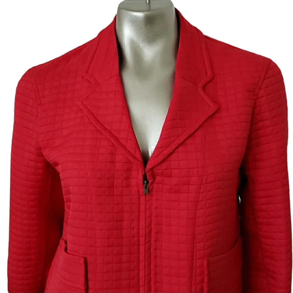Harve Benard Red Quilted Zip Front Jacket Sz 12 ☆Like New☆‎ - Picture 3 of 8